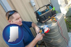 indiana an HVAC contractor servicing an air conditioner