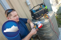 kentucky an HVAC contractor servicing an air conditioner