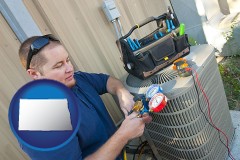 north-dakota an HVAC contractor servicing an air conditioner