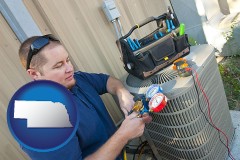 nebraska an HVAC contractor servicing an air conditioner