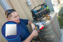 new-mexico an HVAC contractor servicing an air conditioner