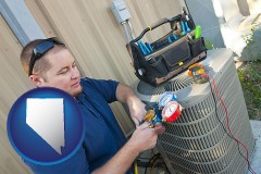 nevada an HVAC contractor servicing an air conditioner