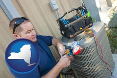 new-york an HVAC contractor servicing an air conditioner